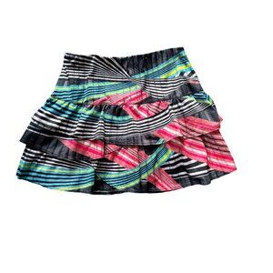 Lucky in Love Striped Tennis Skirt Tiered Ruffle Small Athletic Y2K Sporty